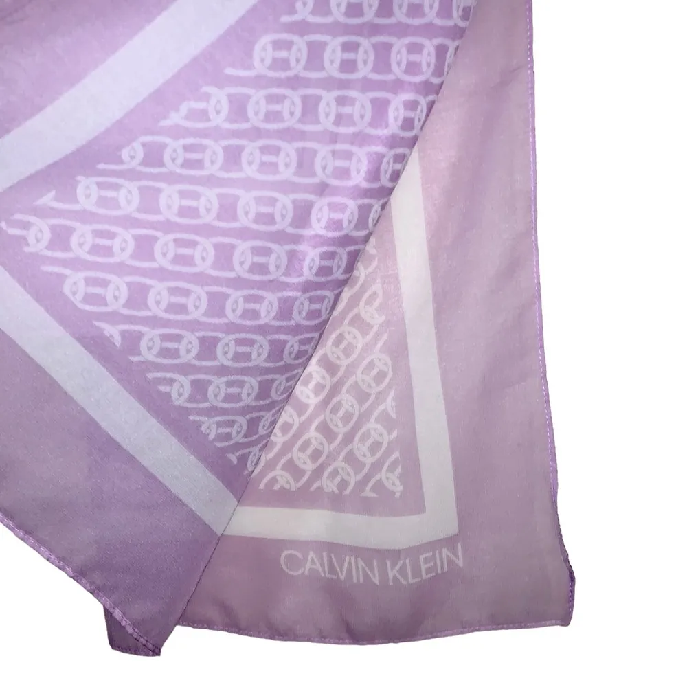Calvin Klein Chiffon Chain Print Scarf in Purple Orchid - Image 3