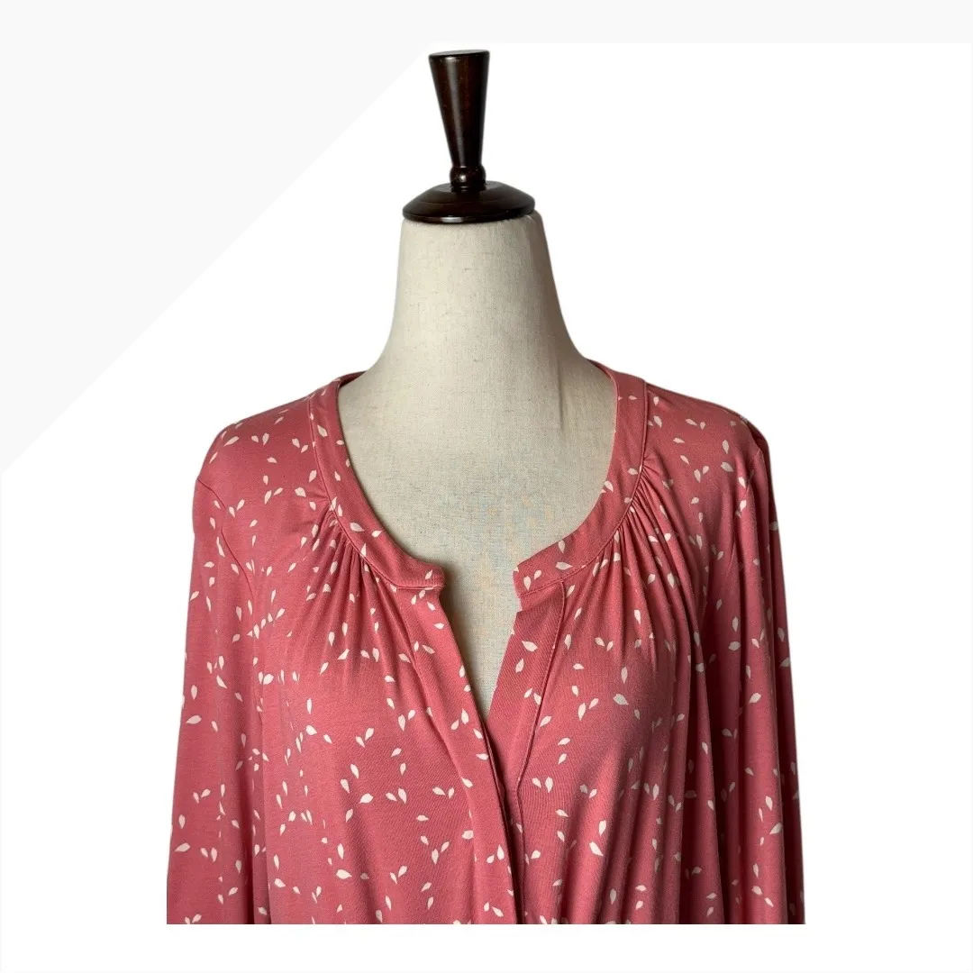 Boden Dress Women 12 Pink Leaf Floral Tilda Long Sleeve Midi Boho Cottage Preppy - Image 4