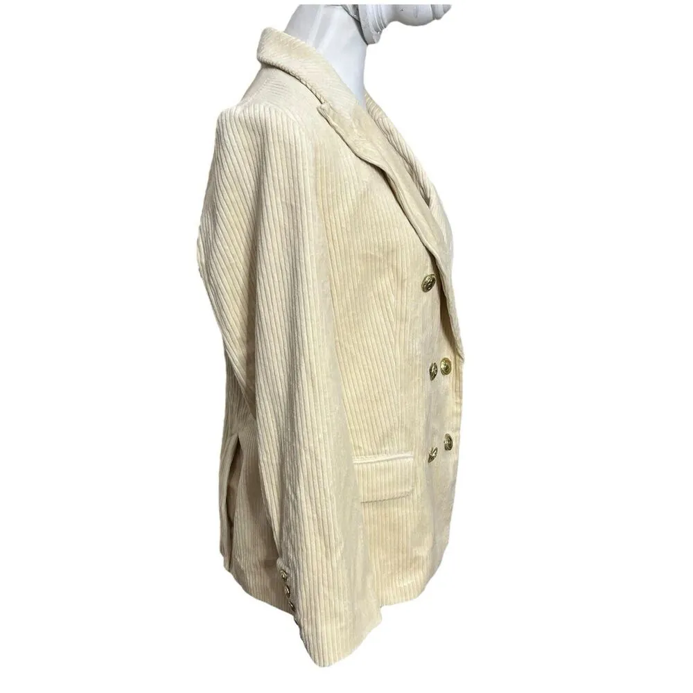 Rowing Blazers X Target Double Breasted Blazer Jacket Cream Corduroy Women M New Brown Size M - Image 2