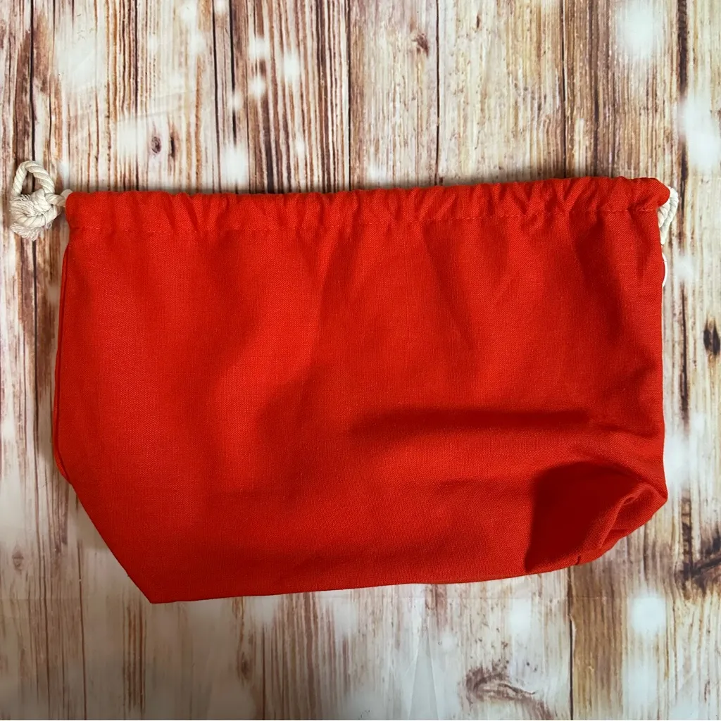 Josie Maran Red Drawstring Cosmetics Pouch Bag - Image 9