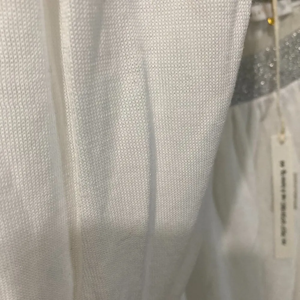 Saverio Palatella women's size 44 IT shiny lurex scoop neck long sleeve thin top White Size L - Image 4