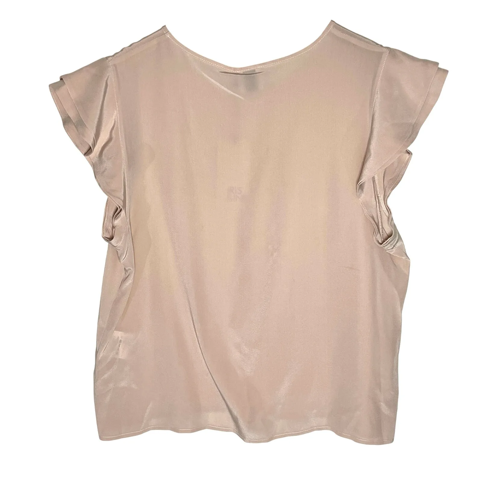 NWT IRIS & INK Women’s Light Pink Ruffle Sleeve Pink Silk Blouse Size 8 - Image 4