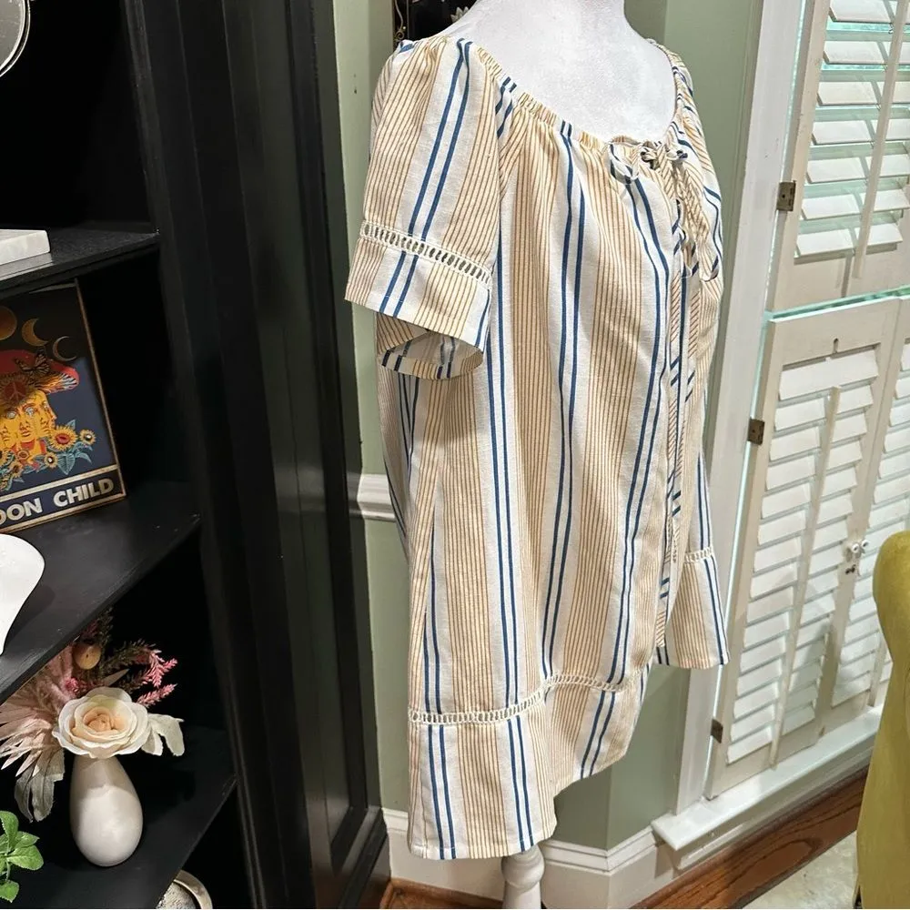 J.O.A | Los Angeles Striped Off The Shoulder Dress Size M - Image 6