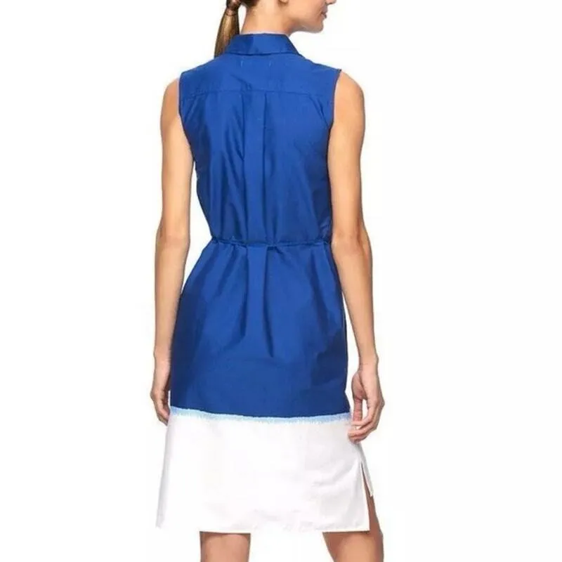 Reed Krakoff Dress Women's Size XL‎ Dip Dye Sleeveless Shirt Dress Blue & White - Image 12