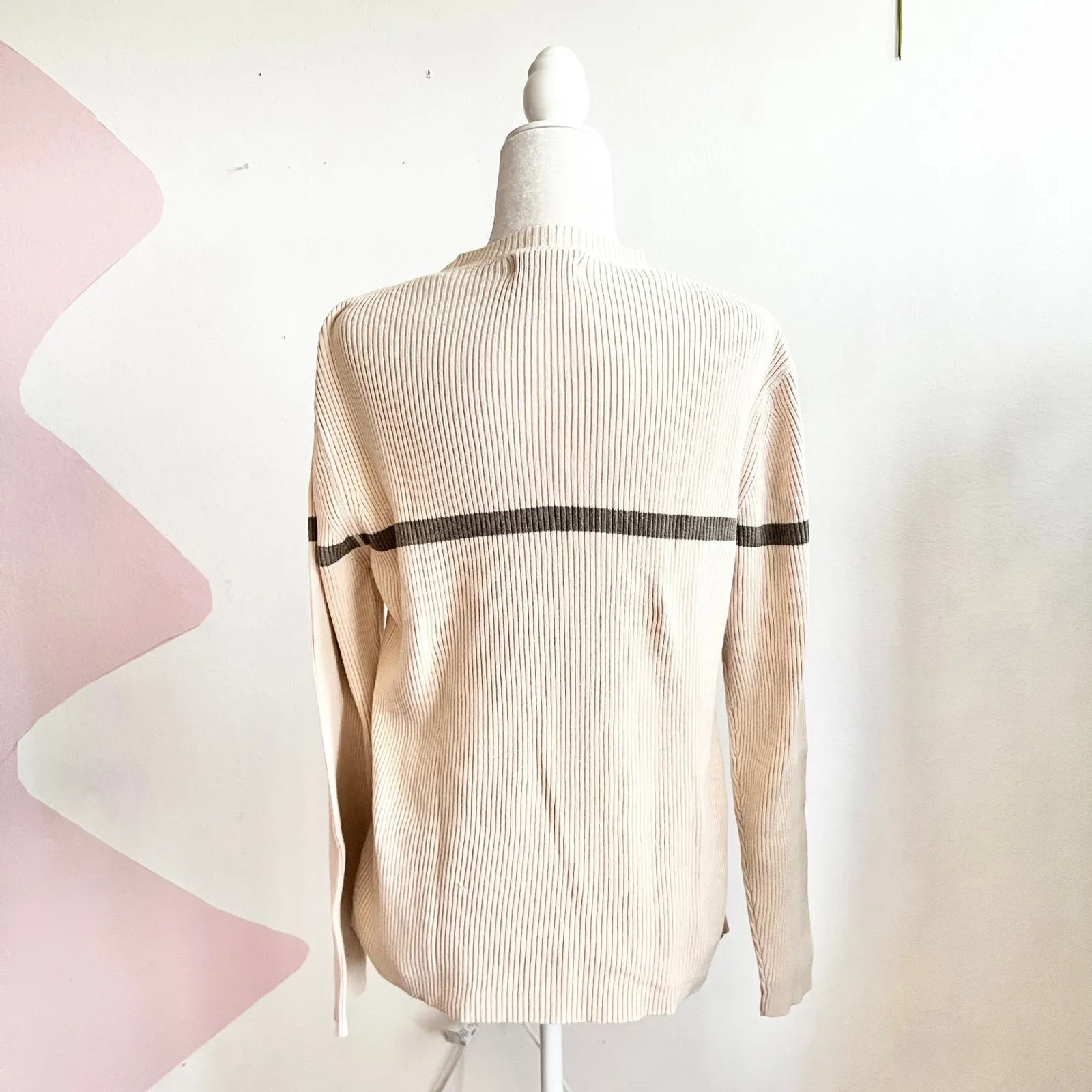 Gap Women's Striped Knit Crewneck Sweater 90s Classic Cozy Retro Large - Image 2