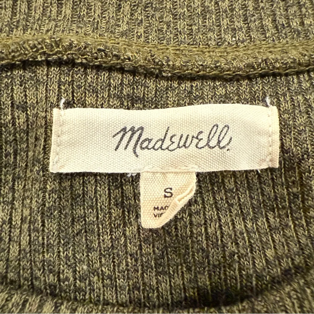 Madewell Ribbed Pocket Tee Midi Dress Women’s Small Kale/Olive Green Side Slits - Image 8