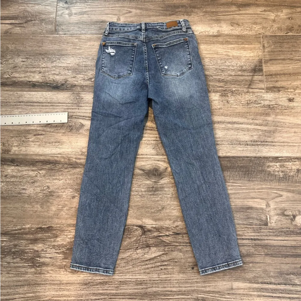 JUDY BLUE LOS ANGELES SLIM FIT WOMENS JEANS MEDIUM WASH DISTRESSED Sz 5/27 #257 - Image 6