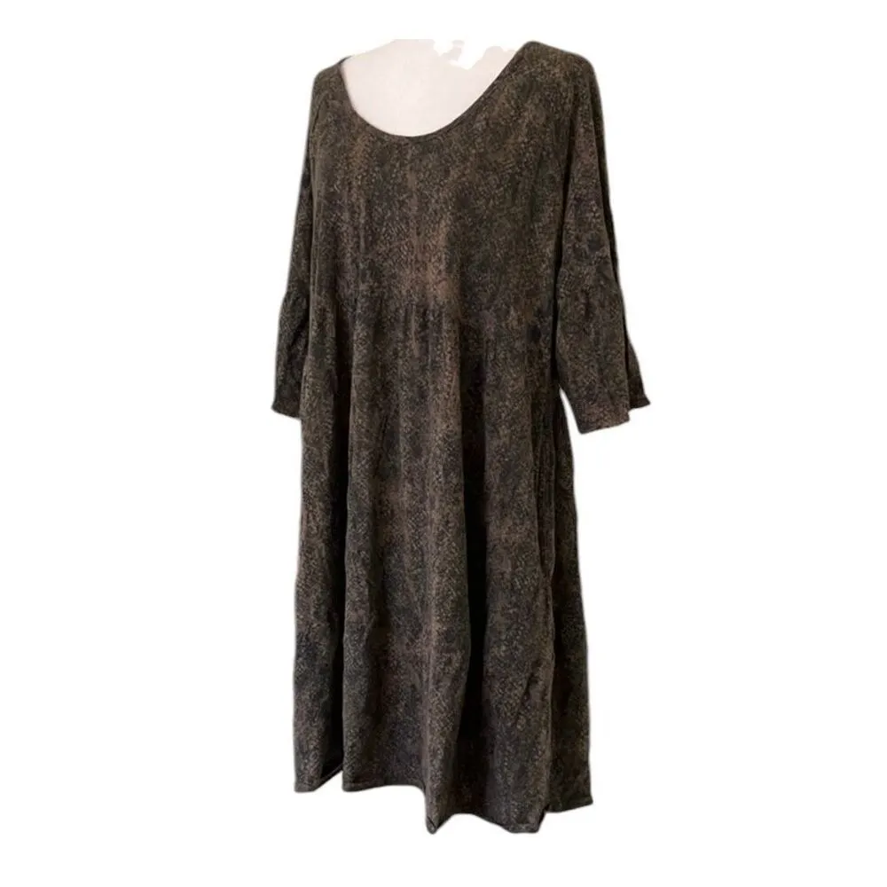 ✨HP✨PACT Apparel Women's Grape Leaf Snake Revive Flutter Sleeve Sz Medium Dress✨ - Image 7