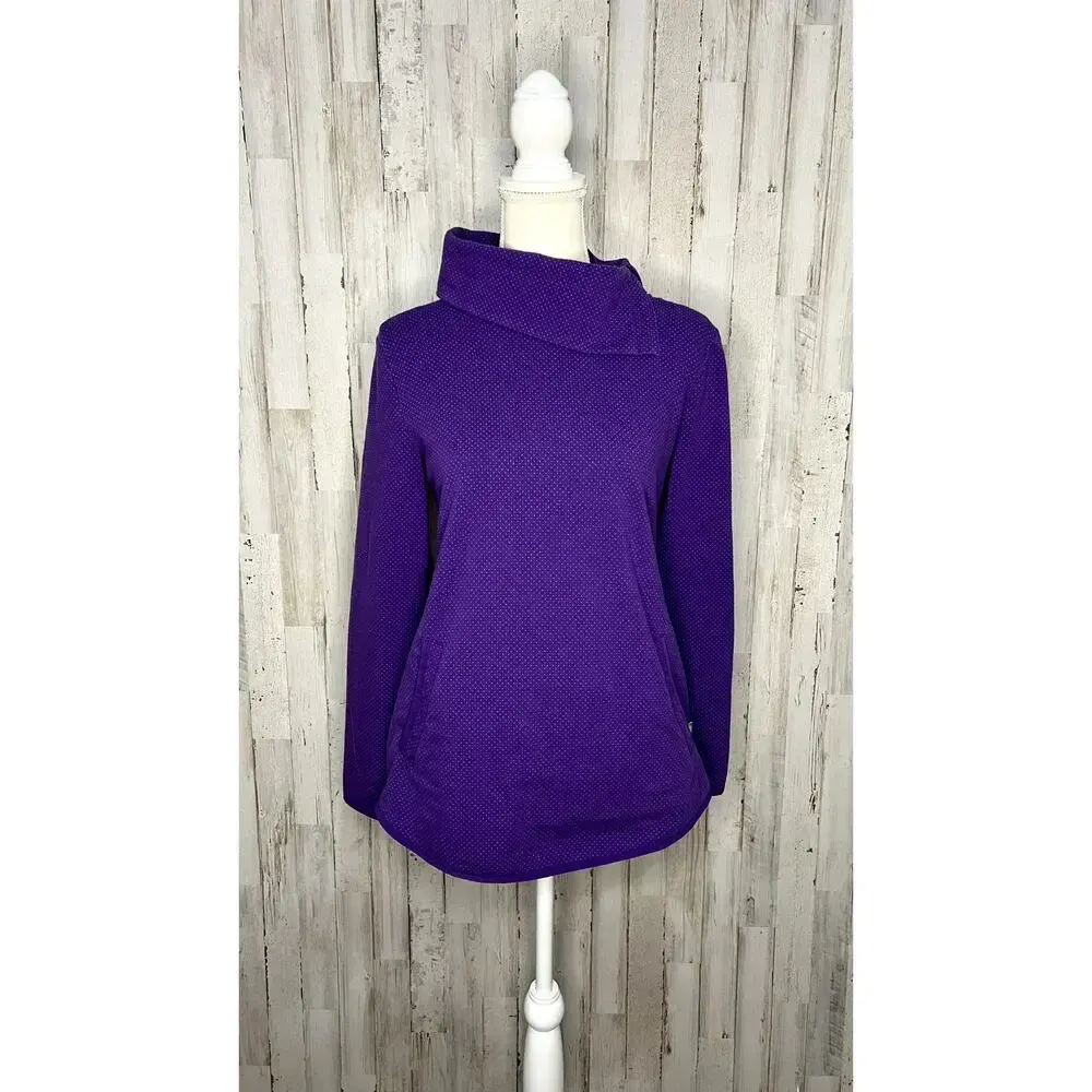 Talbots Women's Purple Polka‎ Dot Tunic Sweater Size Small - Image 2