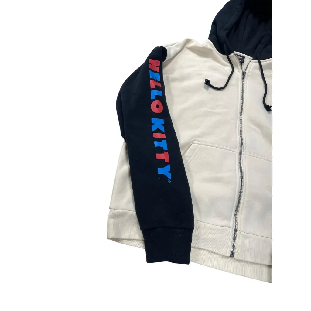 Hello Kitty By Sanrio BoxLunch Zip-Up beige black hoodie ssweater size MD SKU 92 - Image 5