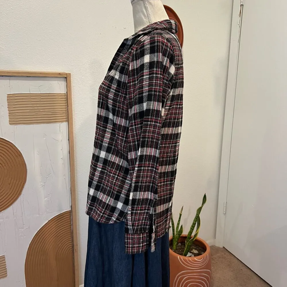 Woolrich Black & Red Cotton Checkered Plaid Print Button Front Long Sleeve Shirt - Image 4