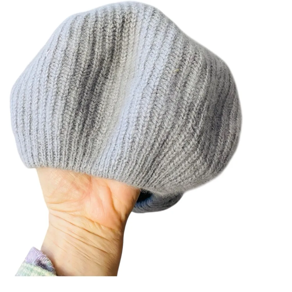 VINTAGE ARIS Angora Knit Beret Gray - Image 2