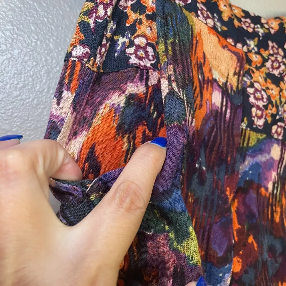 Free People Shorts XS Colorful Abstract Watercolor Flowy Lisbon Vacation Travel - Image 3