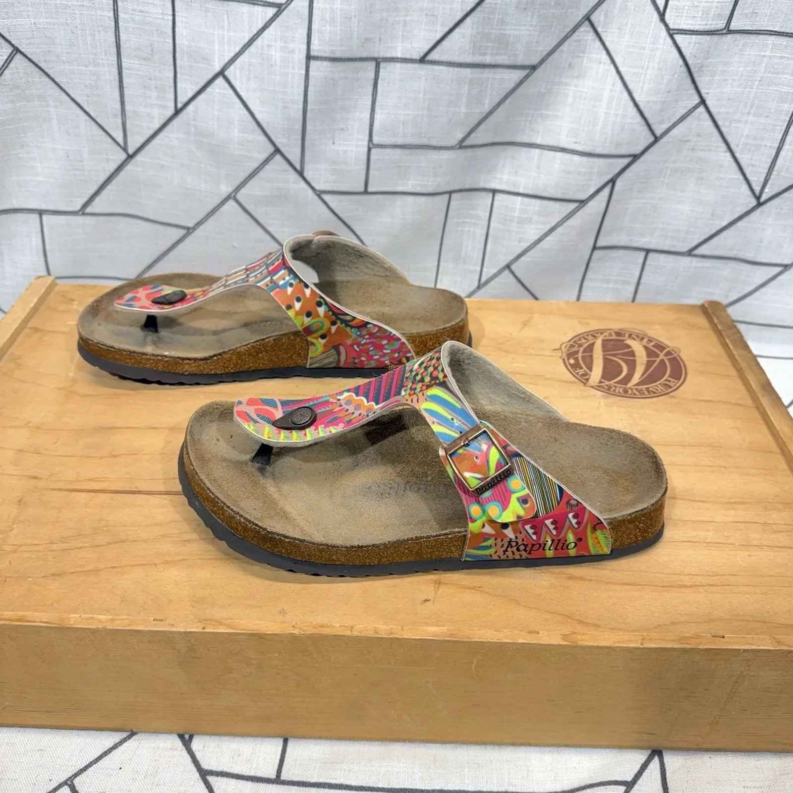 BIRKENSTOCK GIZEH BIRKO-FLOR THONG SANDALS Pink Teal Yellow SIZE 10 US / 41 EU - Image 13