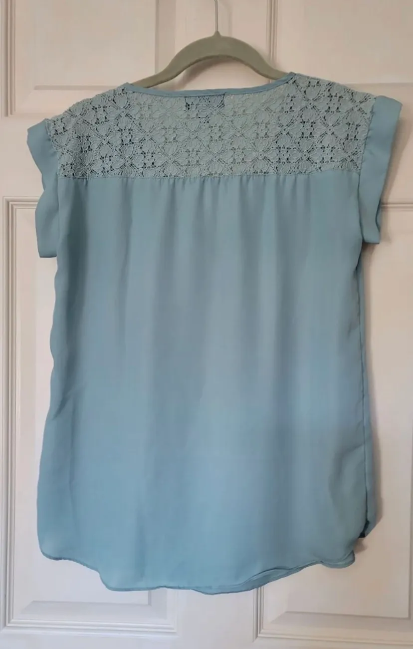 Teal Blue Lace Blouse - Image 2