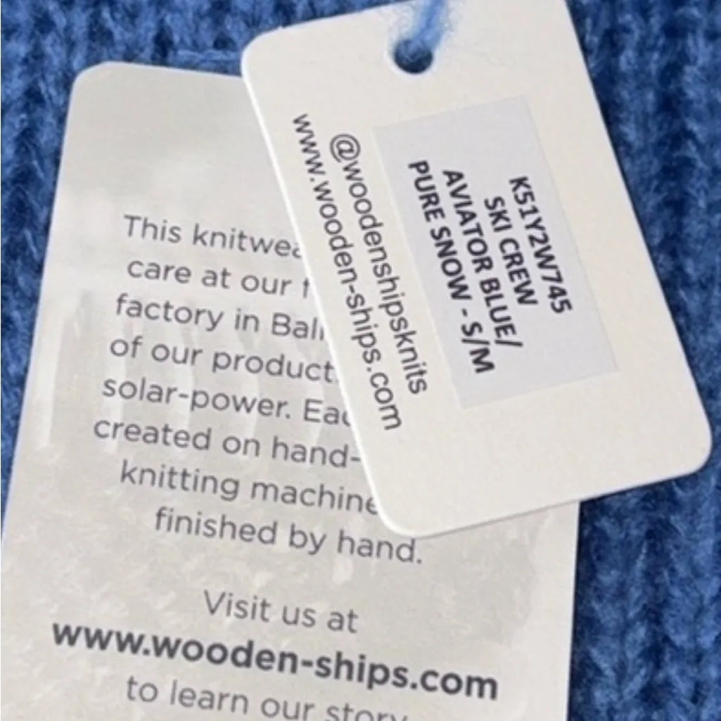 NWT WOODEN SHIPS ski ⛷️ crew aviator blue Sweater not included in promotions - Image 7