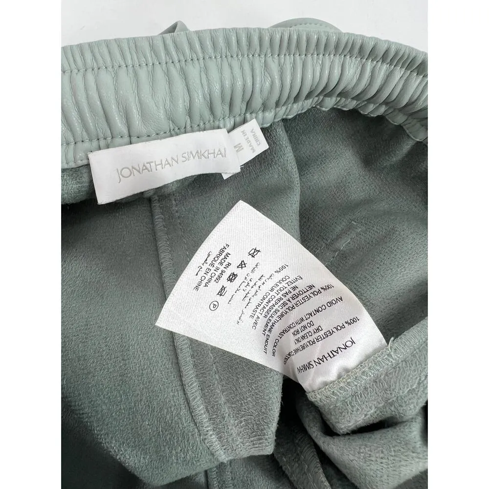 Jonathan Simkhai Doah Vegan Leather Drawstring Shorts in Lichen Size M - Image 8