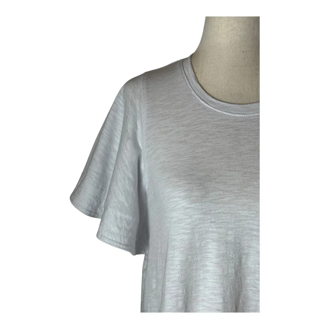 David Lerner Shirt‎ Women Small White Candice Flutter Sleeve Tee Preppy Outdoor - Image 7