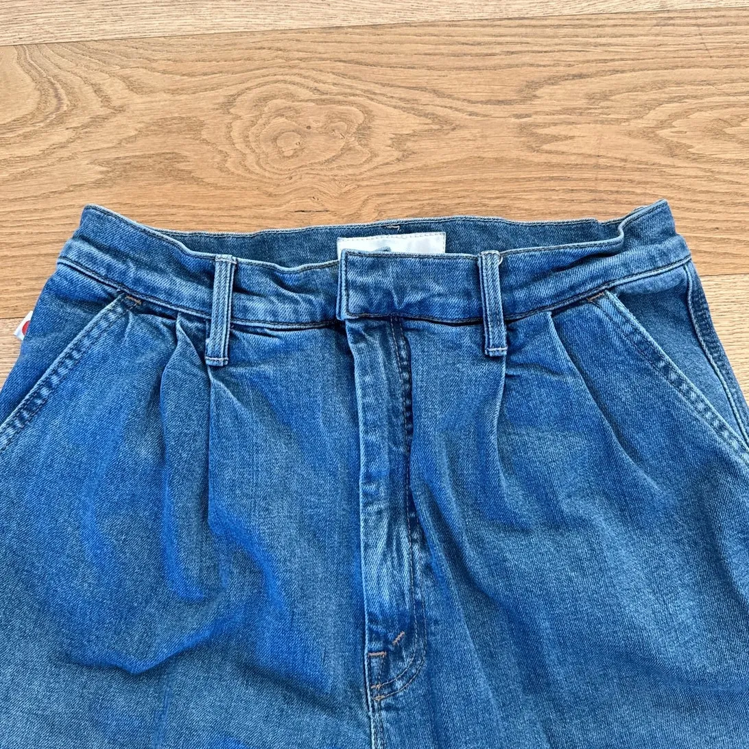 Mother x Clare V. Wide Leg jeans Pleated Belle Prep Heel Size 29 Playing in Blue - Image 3