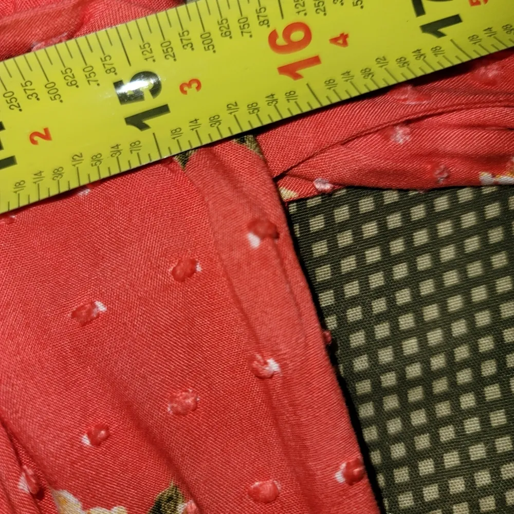 Favlux Women's Red 100% Rayon Ruffle Swiss Dot Floral Casual Romper Size Large - Image 12