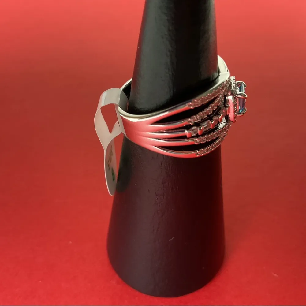 Bomb Party RBP5270 “Stay Flirty” Aqua Blue CZ on Rhodium Plating Size 8 Ring NWT - Image 2