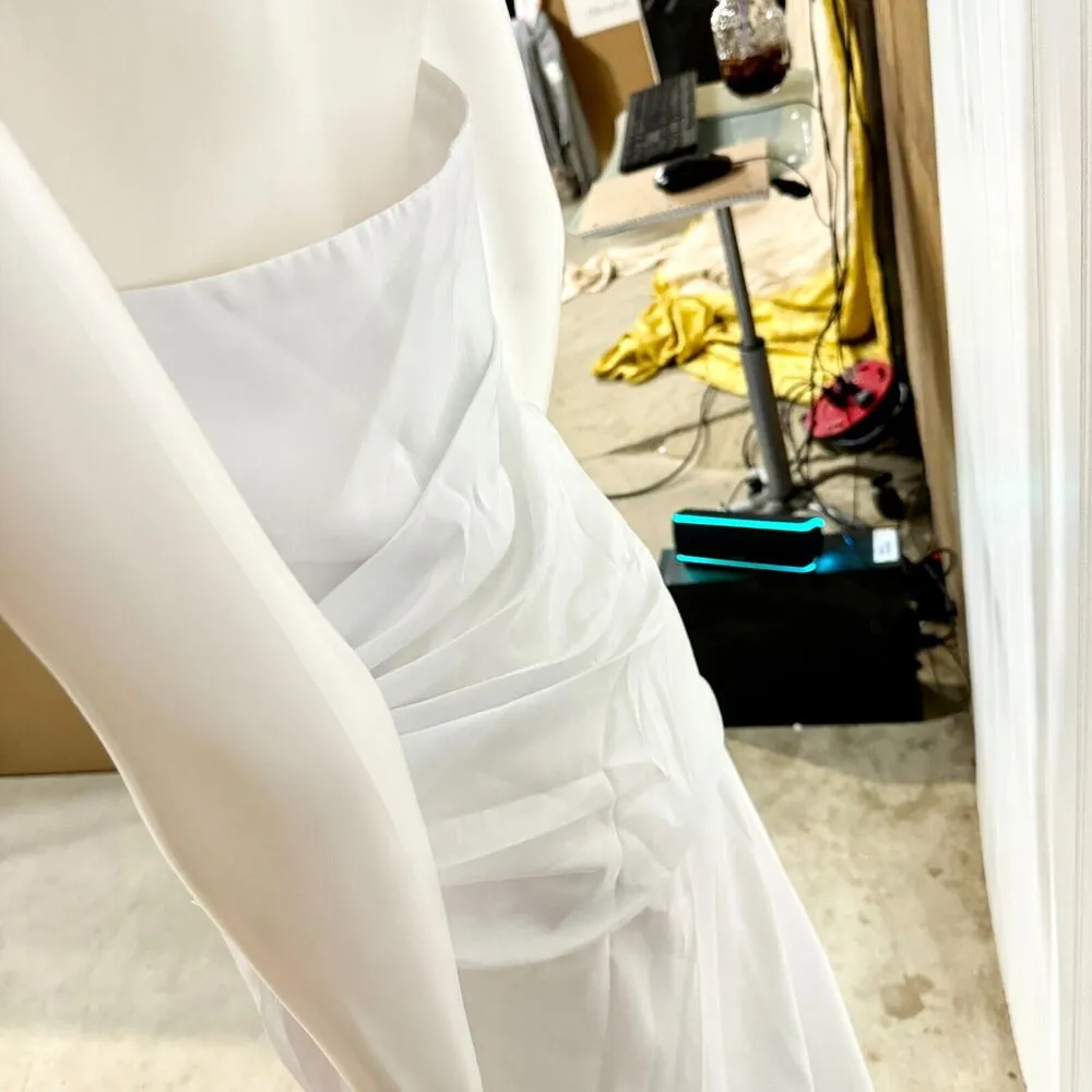 CINDERELLA Wedding GOWN Women Size M Strapless Gemmed A Line Layered White Slim - Image 9