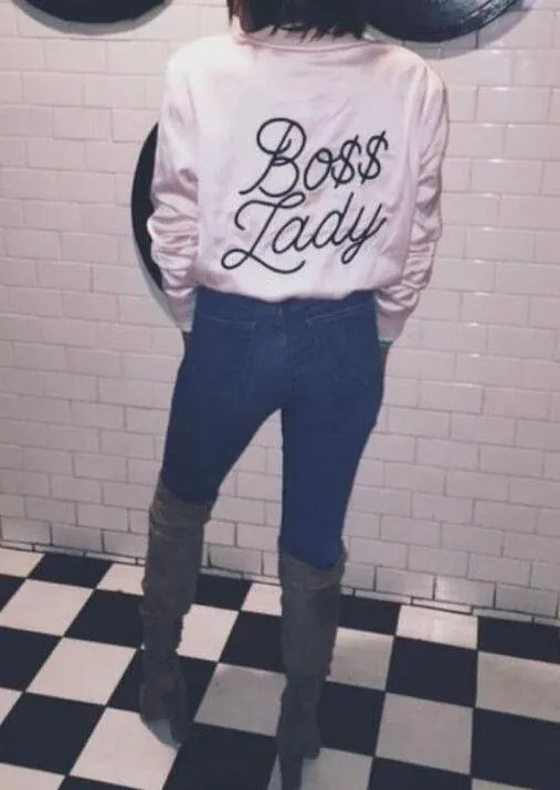 Mistress Rocks Boss Lady Pink Satin Bomber Jacket Size Small - Image 4