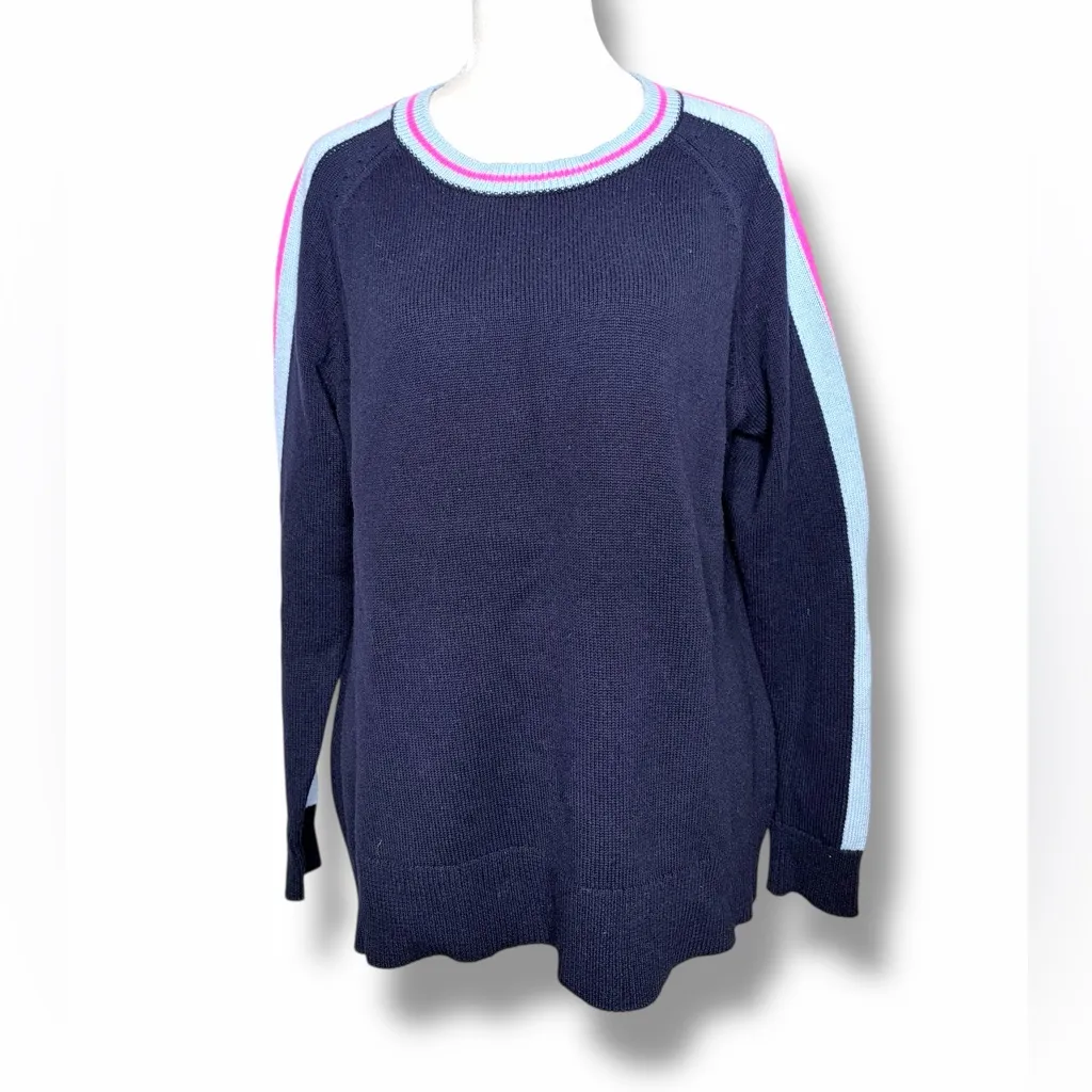 Sail to Sable merino wool blend navy blue accent Sweater size large a38 - Image 3