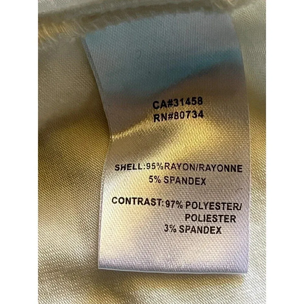 BCBGeneration Ivory Boatneck Satin Trim Top L | Semi Sheer Balletcore Minimalist - Image 8