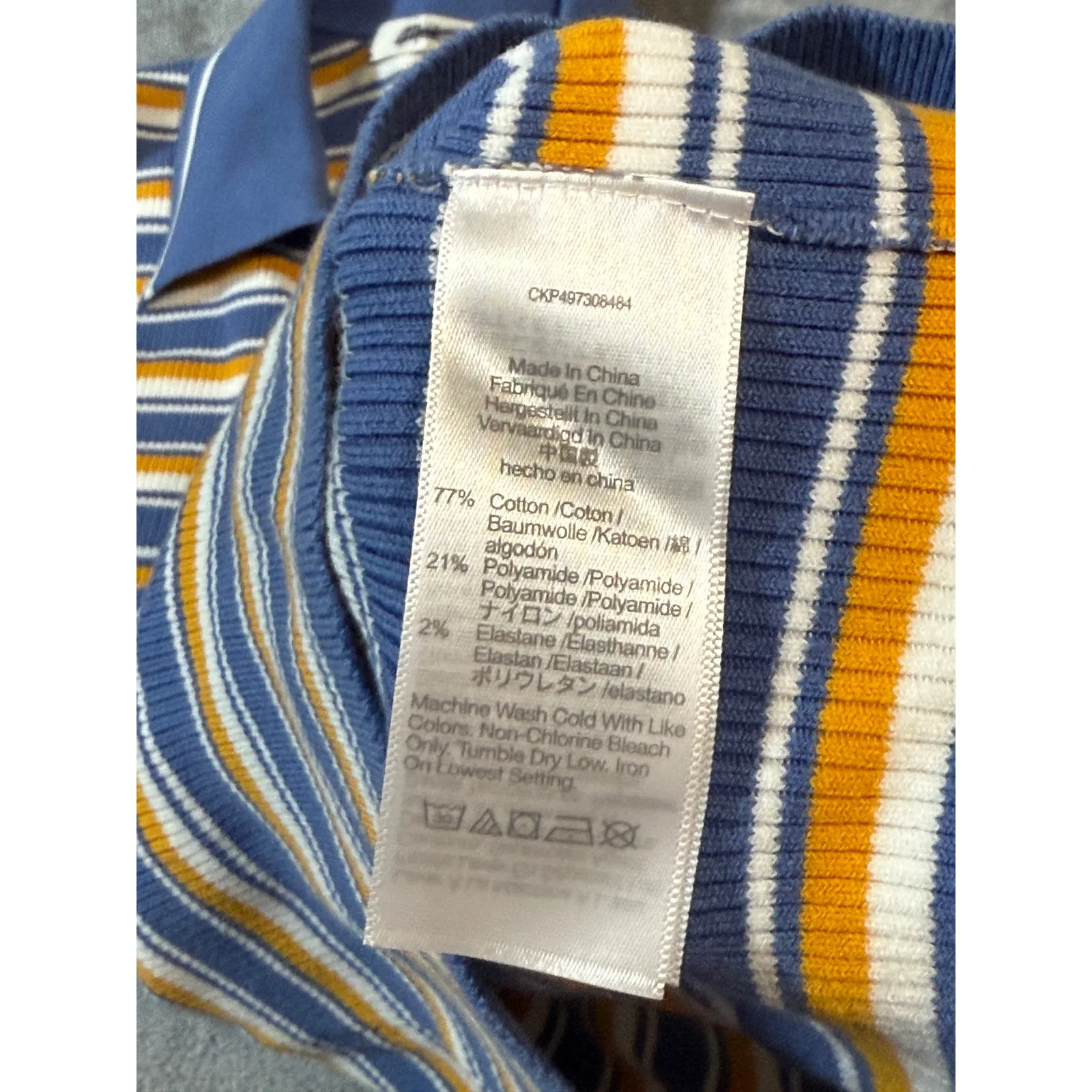 NWT Madewell Size XXS‎ Half-Zip Johnny-Collar Polo Delphinium Stripe Blue Y2K - Image 8