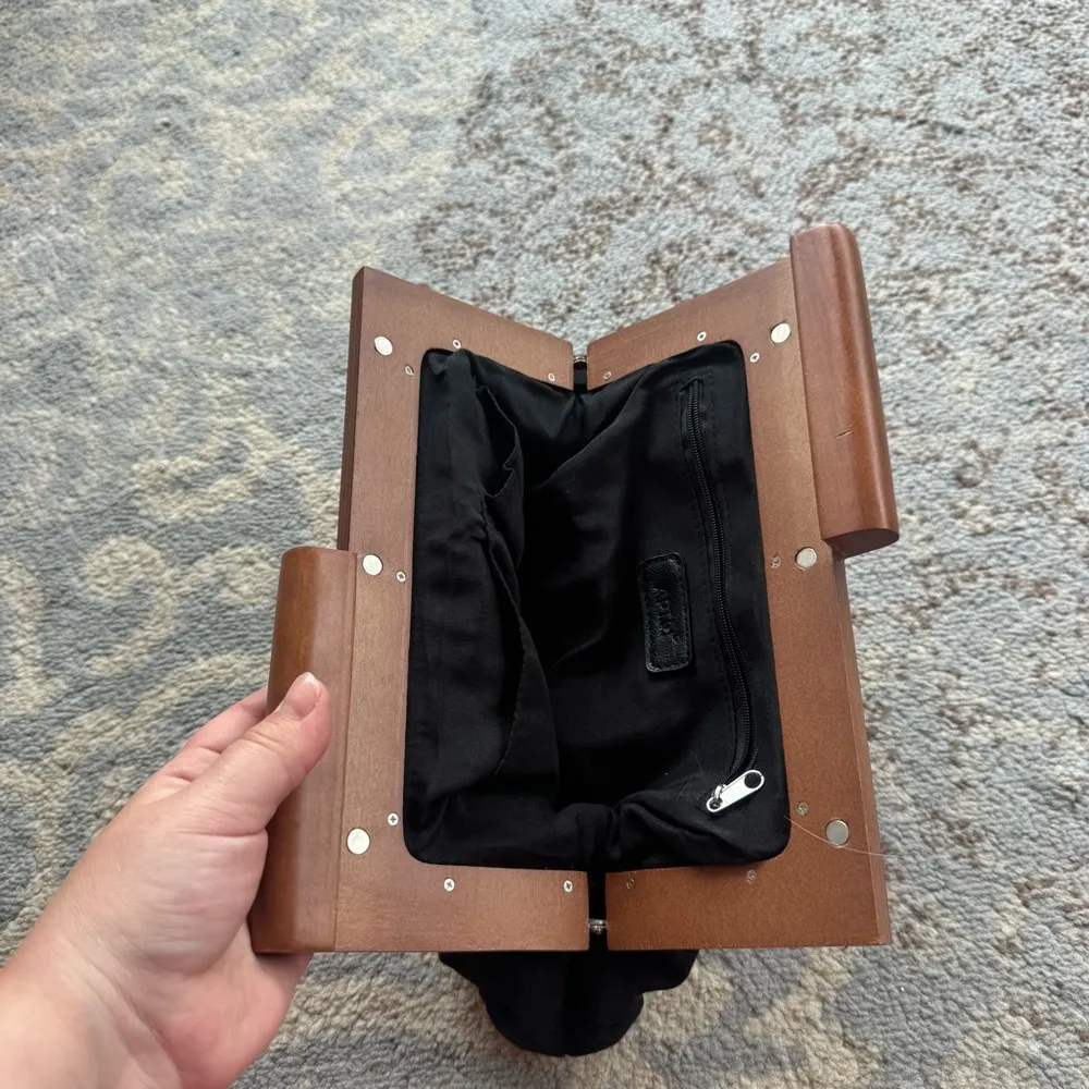 Apt. 9 Wooden Hinge Clutch Black Brown - Image 5