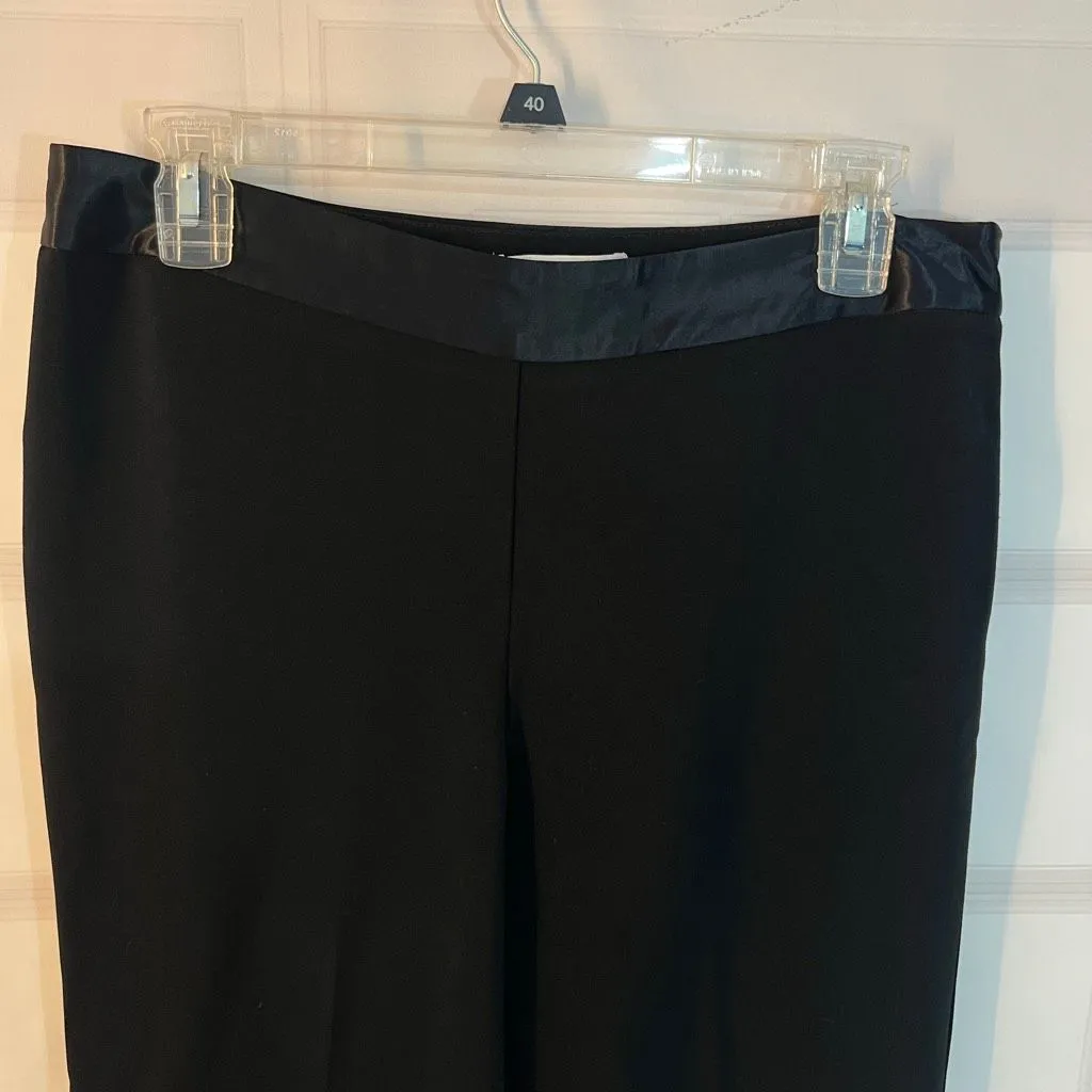 White House black market black wide leg satin trim pants size 8 - Image 2