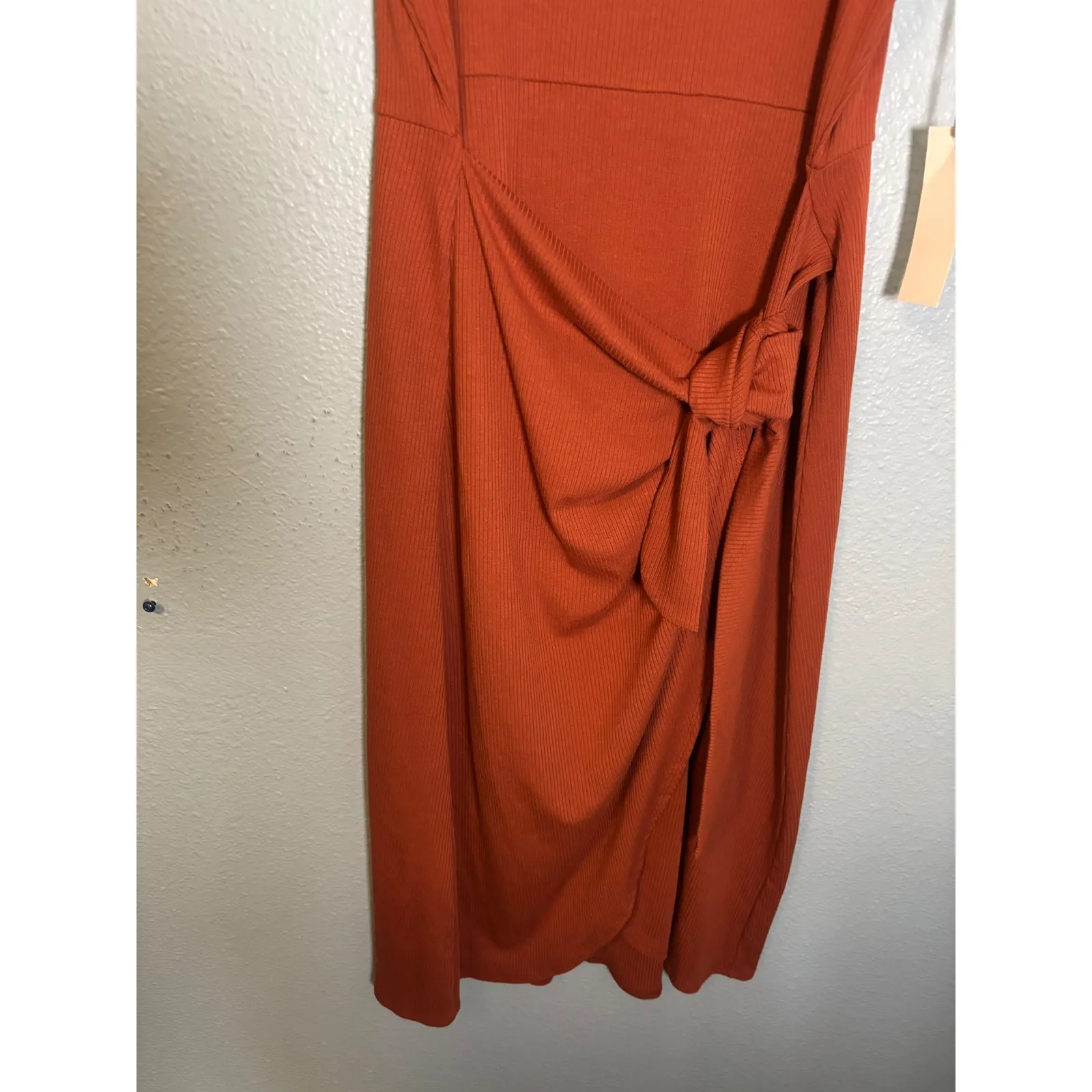 NWT Nine Britton Ribbed Knit Midi Tank Dress Rust Orange XL Petite Beach Summer - Image 5