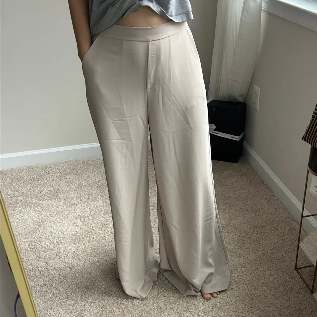 Taupe wide leg pants. M Size M - Image 2