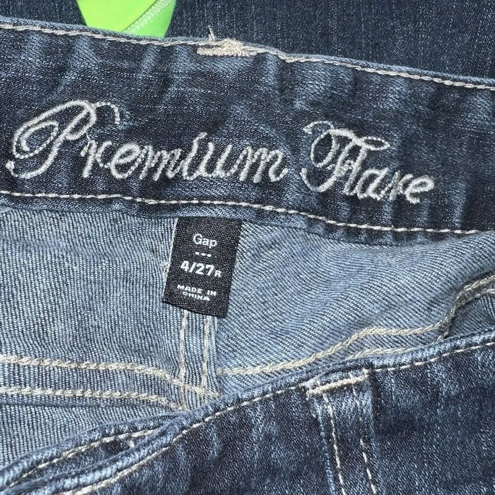 Gap Womens Premium Flare Dark Denim Blue Jeans Size 4 27 R Low Rise Stretch - Image 6