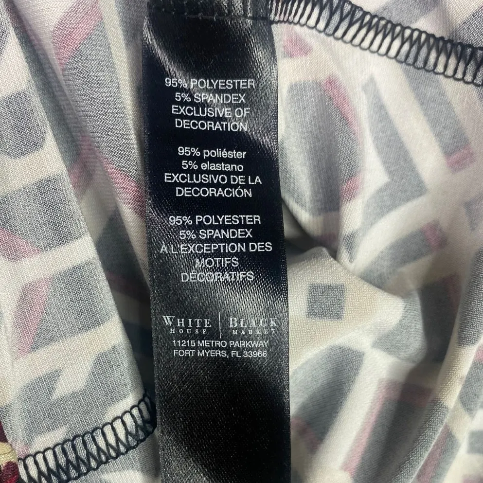 White House Black Market Tunic Sparkle Geometric Mini Dress XS Black Maroon - Image 7