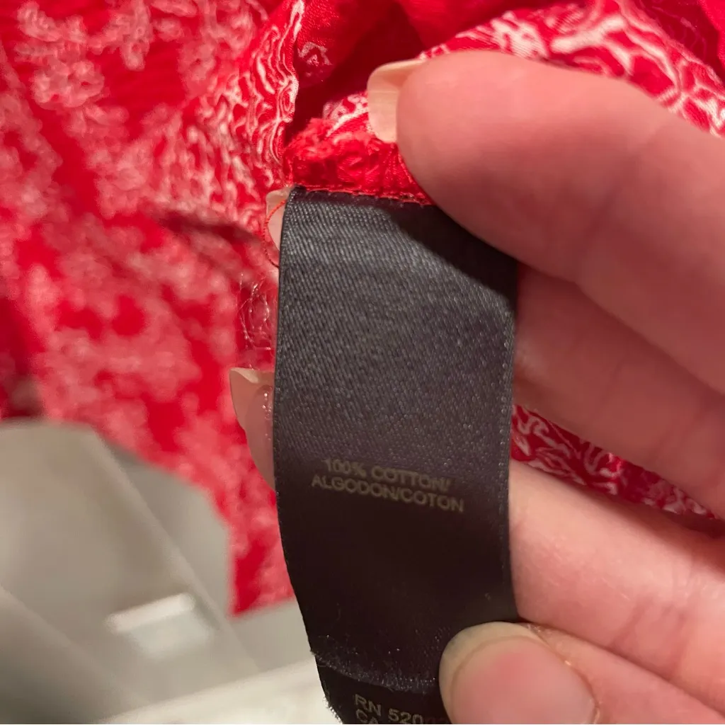 Cute vintage 90’s red seersucker Liz Claiborne Americana classic blouse pocket - Image 6