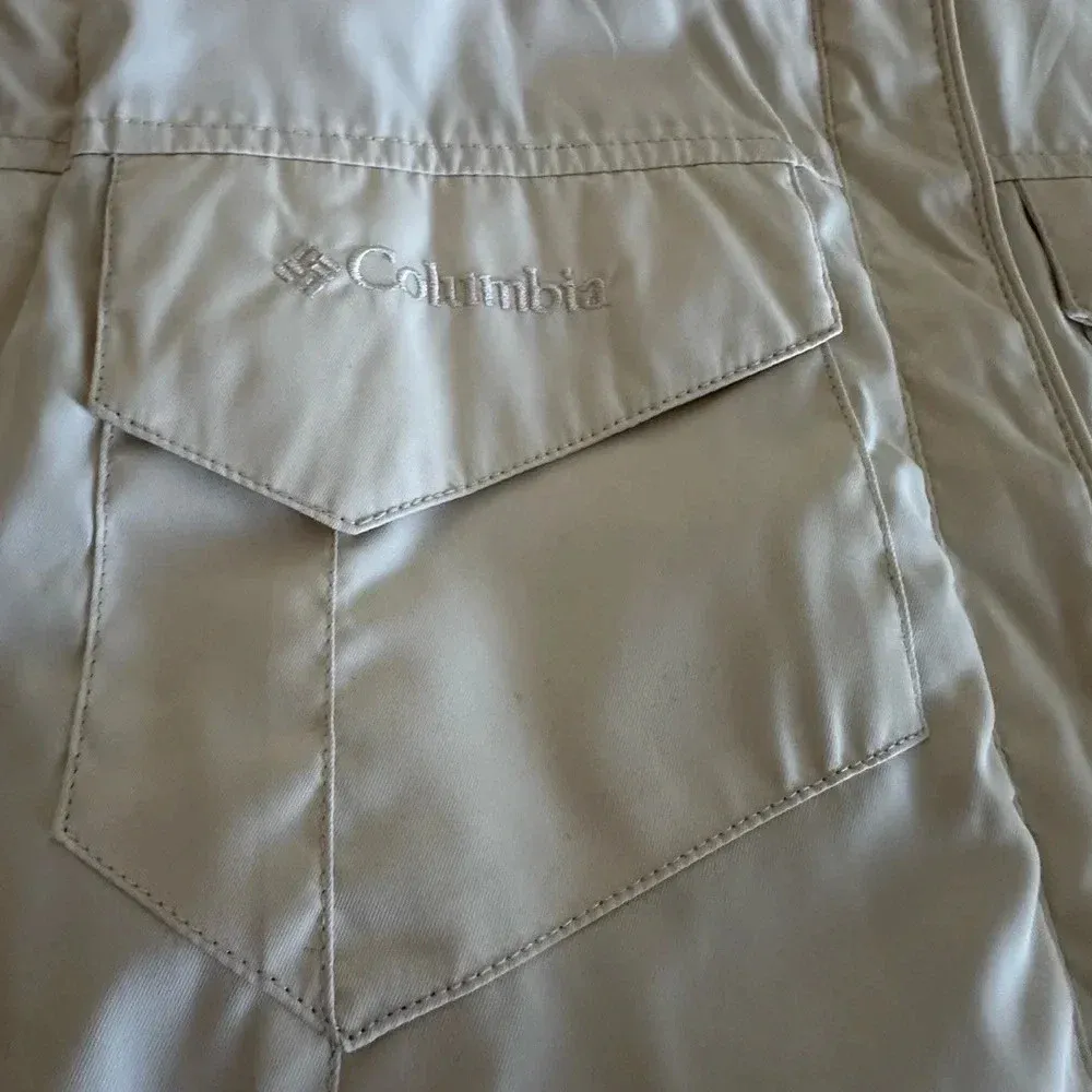 Columbia Down Feather Puffer Vest Women's Ivory Zip Pockets Outdoor. Sz: M. - Image 7