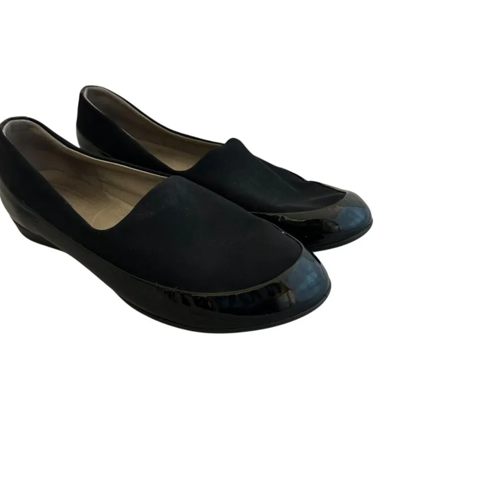 Ecco Black Comfort Flats Patent Textile Stretch Pull-On Shoes Size 40 9.5 Womens - Image 2