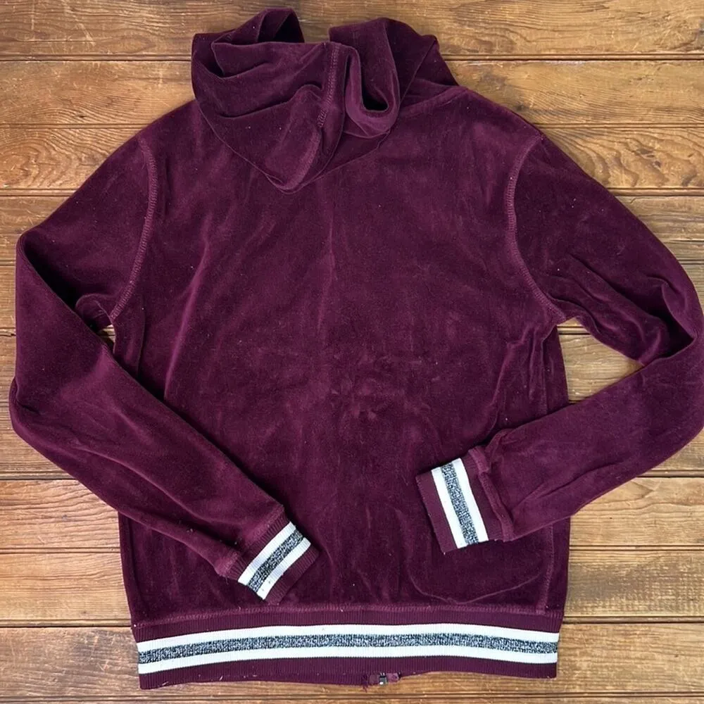 Betsey Johnson vintage  90s velvet zip front hoodie love lips patches size med - Image 5