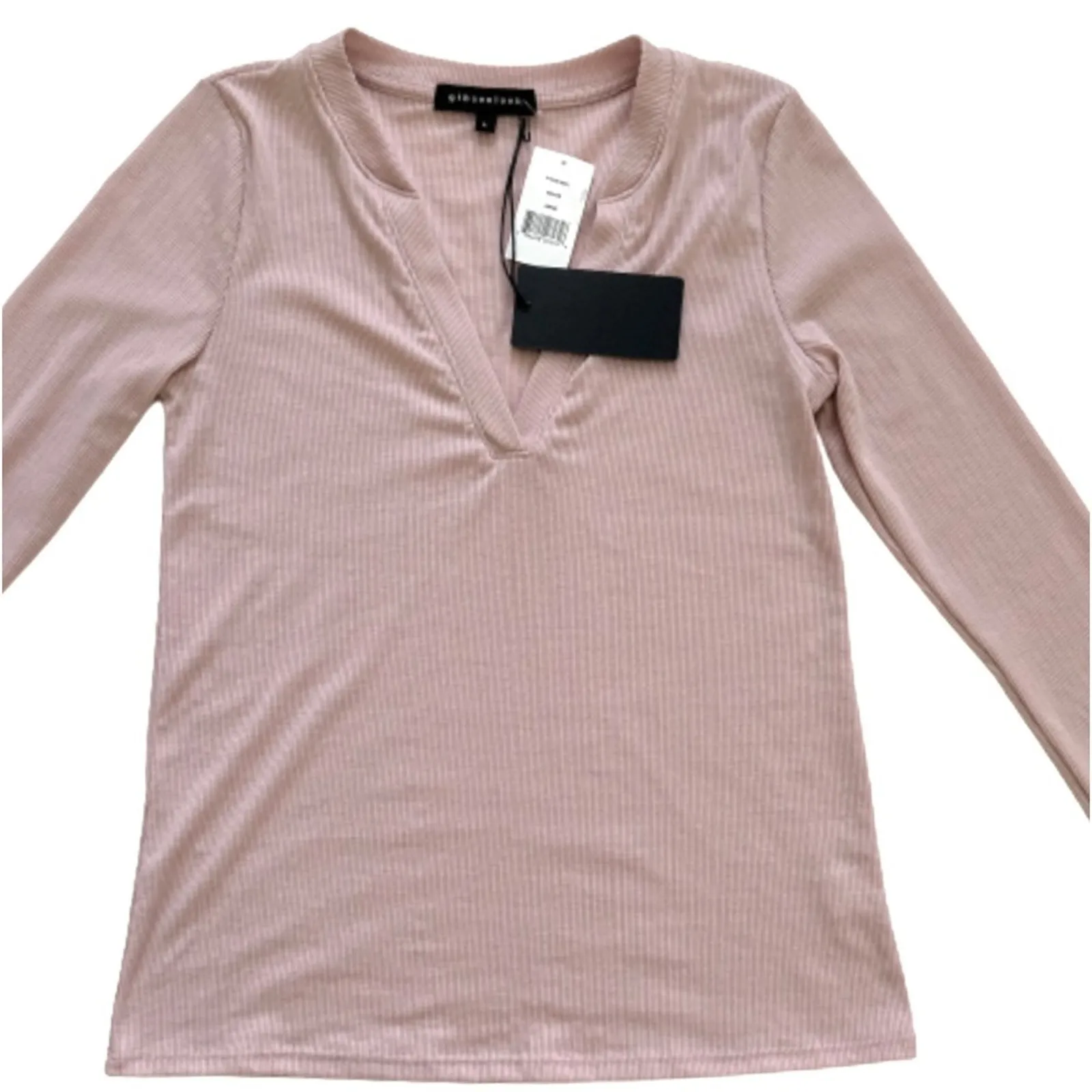 Gibsonlook Top Shirt Mauve Waffle Weave V-Neck Long Sleeve Casual Top Small NEW - Image 9