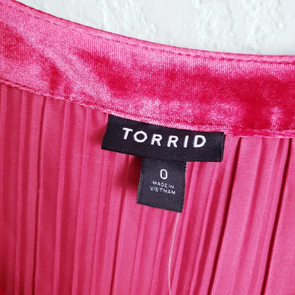 Torrid Red Velvet Pleated Halter Blouse - Image 6