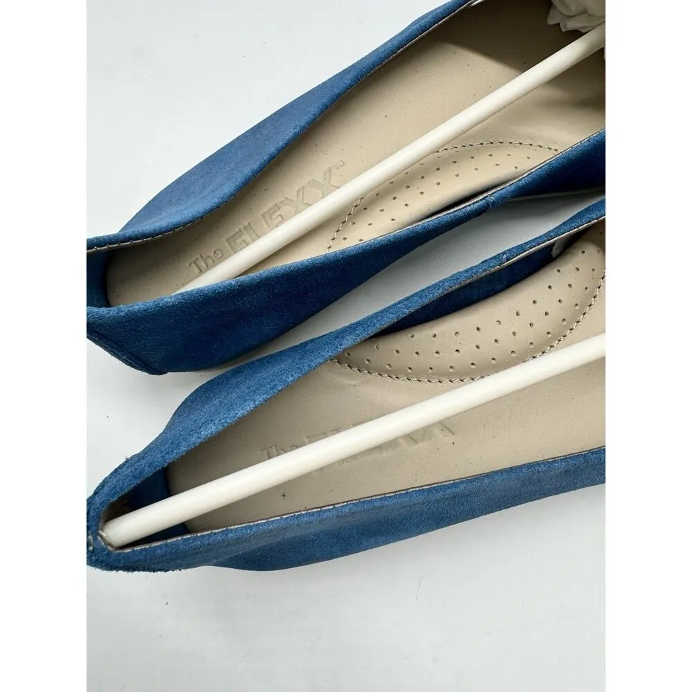 NWB The Flexx Aurora Pom Pom Blue Denim Leather Slip On Flats Womens Size 7.5 M - Image 9