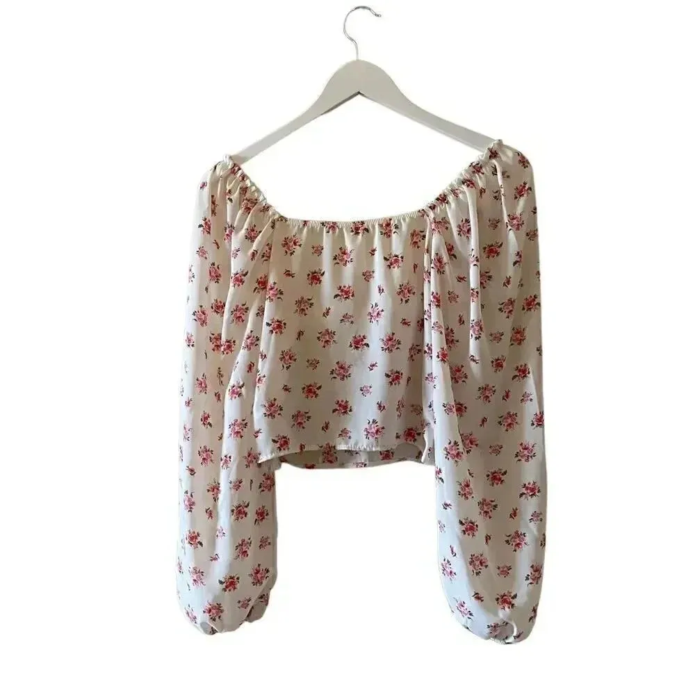 Abound Woven 
WHITE DITSY FLORAL Women's Elastic Cuffs SZ XS - Image 10