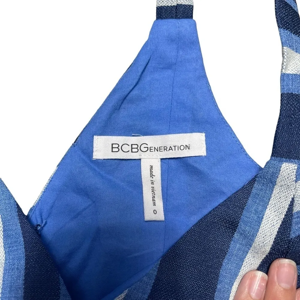 BCBGeneration  Blue Striped Sleeveless Mini Dress 0 - Image 5