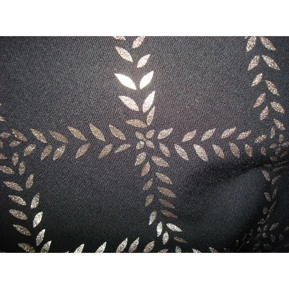 New Womens Isaac Mizrahi Live! Stretch Black Silver Foil Leaf Pants 8 T Tall - Image 3