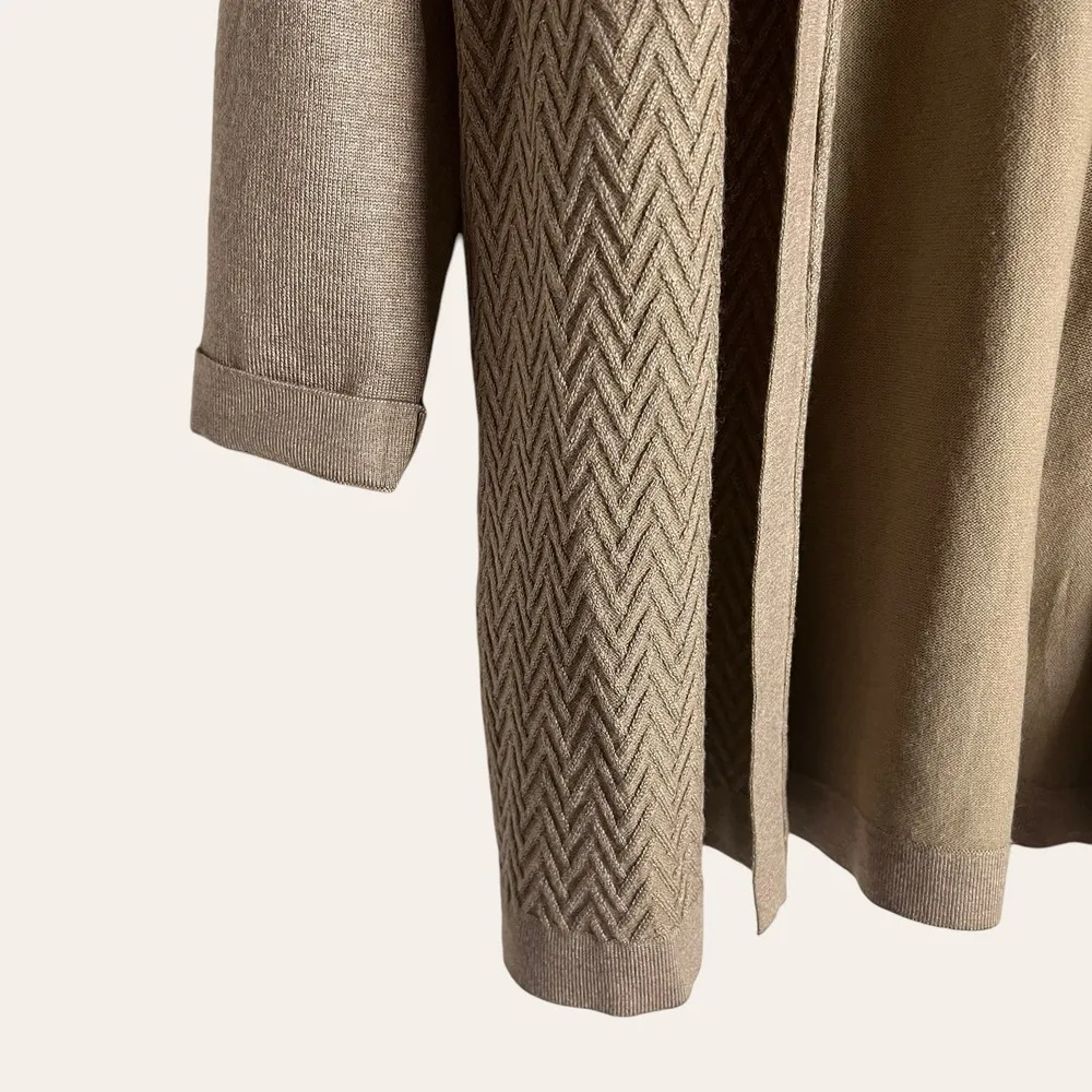 Karen Scott Taupe Beige Chevron Knit Cardigan Sweater Size Small - Image 4