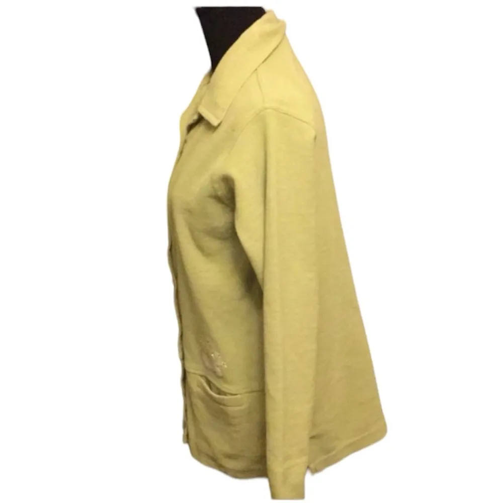 Country Cotton Green floral embroidered cardigan size Medium - Image 3