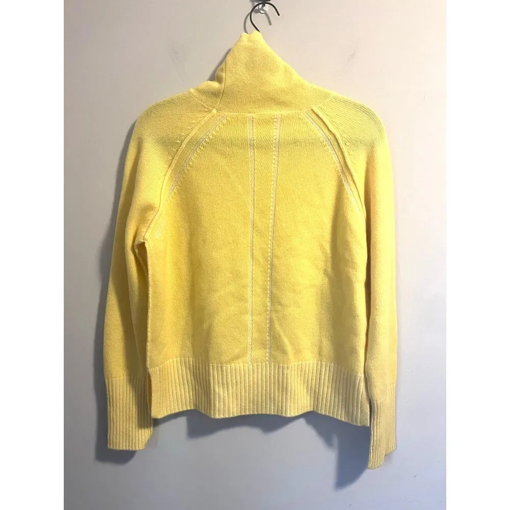 Pura Cashmere Drawstring Funnel Neck Sweater in Mango Combo Women's sz. S Yellow - Image 3