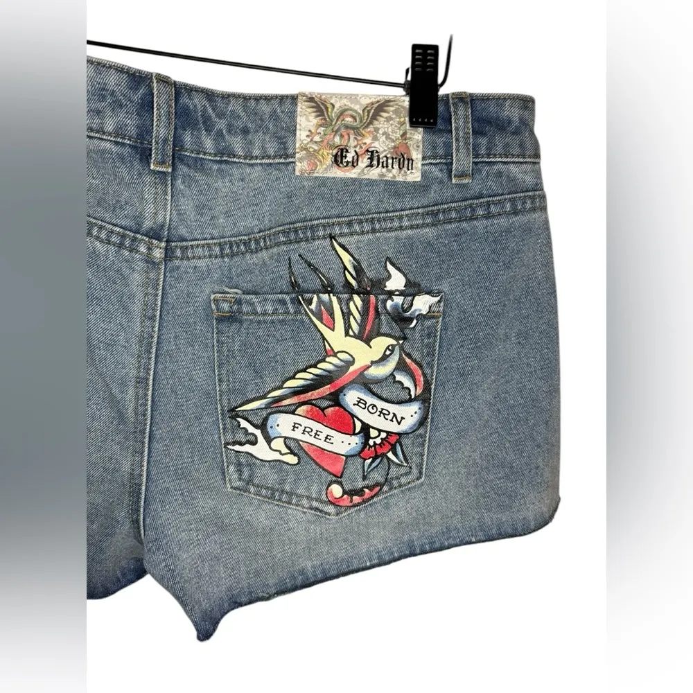 Ed Hardy Born Free Cut Off Shorts Size 30 - Image 3